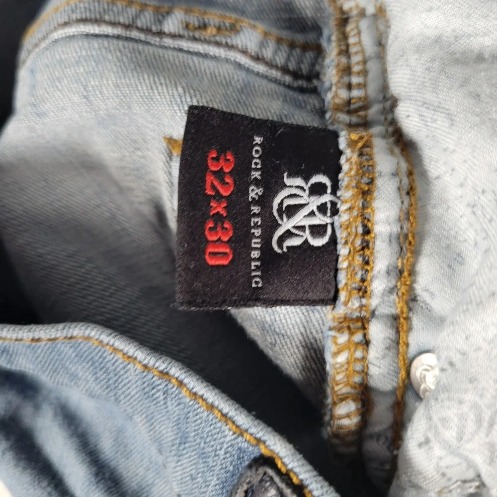 Rock & Republic Relaxed Straight Jeans Mens 32x30 Blue Medium Wash Denim‎ Pants